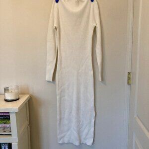 White Midi Ribbed Sweater Dress. Never worn. Size S.